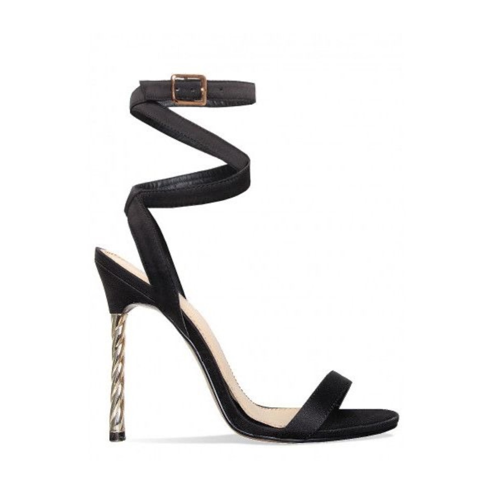 Penni Black Lace Up Spiral Heels